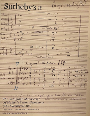Sotheby's The Autograph Manuscript Of Mahler's Second Symphony (The "Resurrection"), London, 29 November 2016