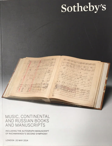 Sotheby's Music, Continental and Russian Books and Manuscripts, London, 20 May 2014