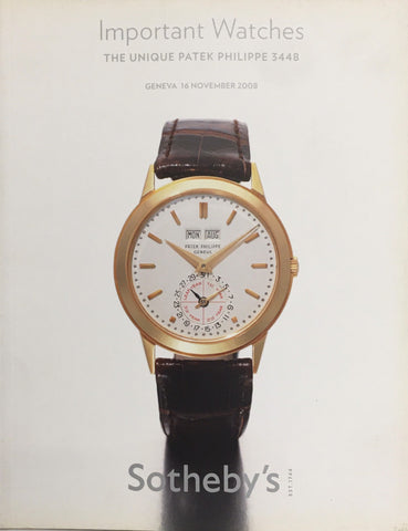 Sotheby's Important Watches: The Unique Patek Philippe 3448, Geneva 16 November 2008